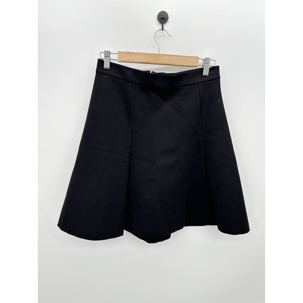 J.Crew Skirt Women 4 PETITE Black Flare Back Zip Mini Viscose Blend Stretch‎